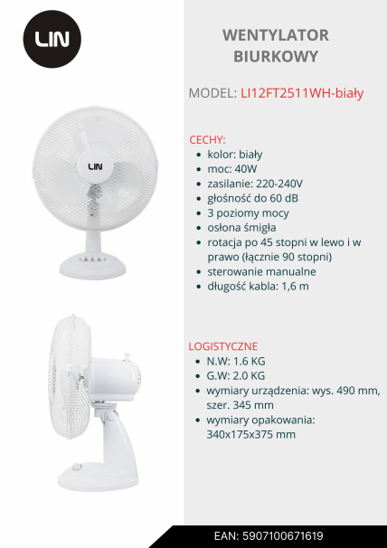 LIN Wentylator biurkowy    LI12FT2511WH-biały.png